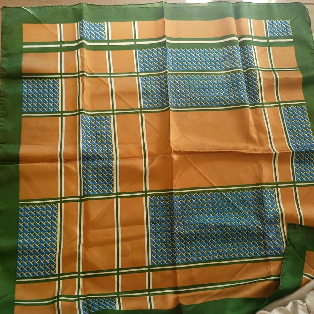Green, Tan, Blue Italian Head Scarf